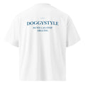 Unisex white oversized organic cotton T-shirt with high neck from LessSaid, shown from the back.